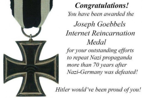 Joseph Goebbles internet reincarnation medal