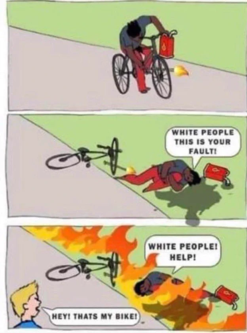 Burning nigger on stolen bike