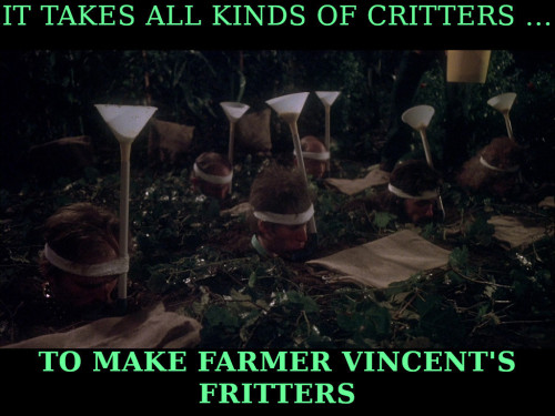 it takes all kinds of fritters to make farmer vincents fritters head funnel garden motel hell movie 